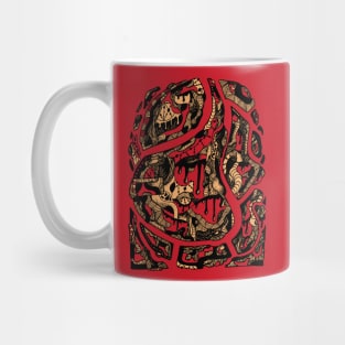 Abstract Wave of Thoughts No 3 - Red and Cream Mug